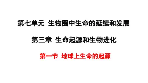 人教版生物八年级下册第三章  生命起源和生物进化第一节 地球上生命的起源
