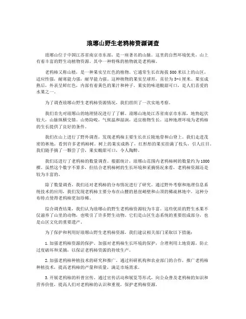 琅琊山野生老鸦柿资源调查