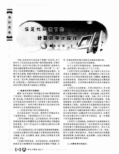 信息化环境下的计算机审计探讨