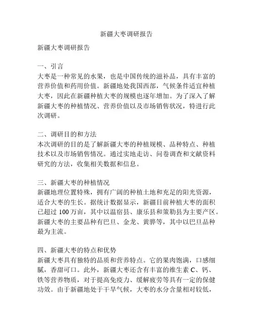 新疆大枣调研报告