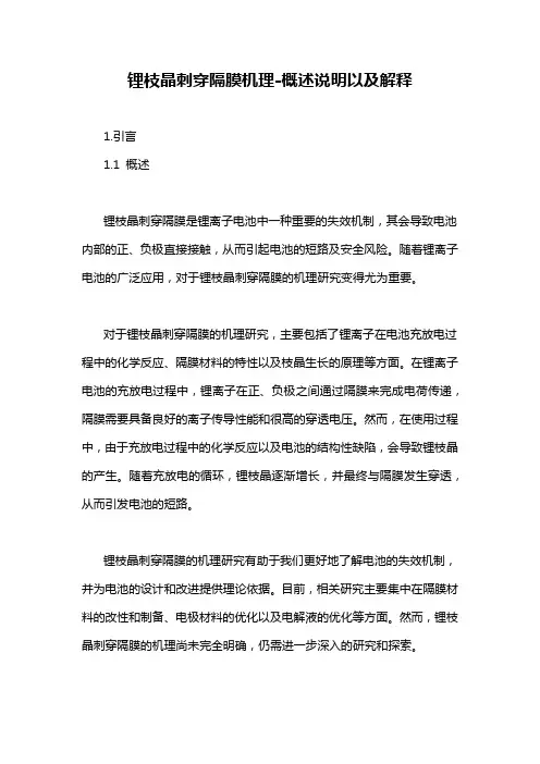 锂枝晶刺穿隔膜机理-概述说明以及解释