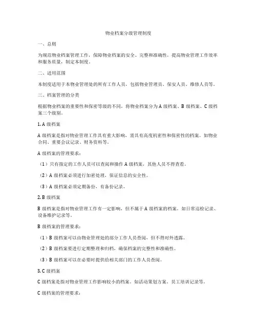 物业档案分级管理制度