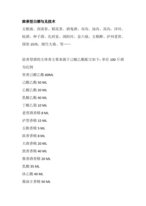 各类香型白酒勾兑技术
