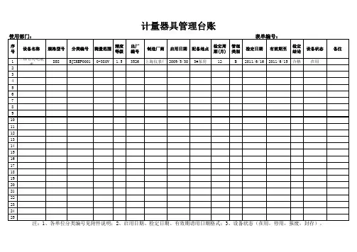 计量器具台账(标准格式)