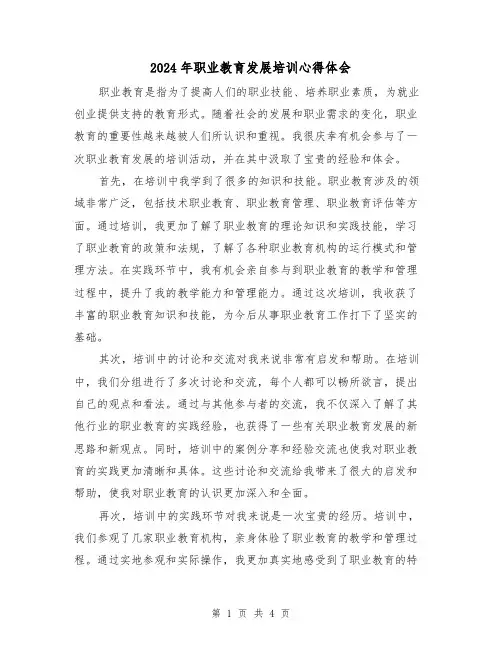 2024年职业教育发展培训心得体会(2篇)