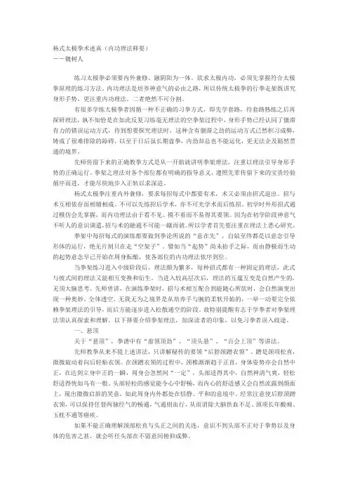 杨式太极拳术述真