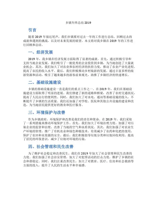 乡镇年终总结2019