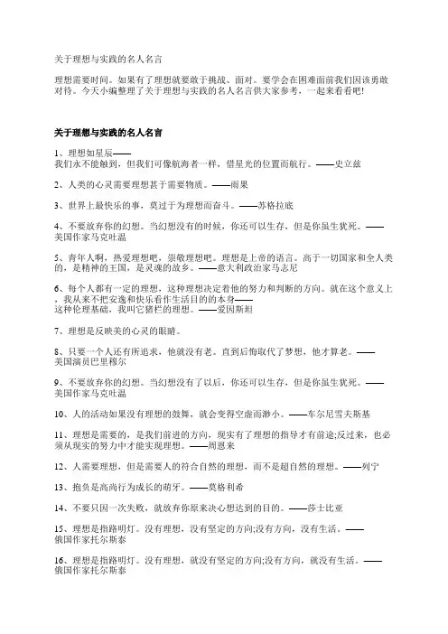 关于理想与实践的名人名言