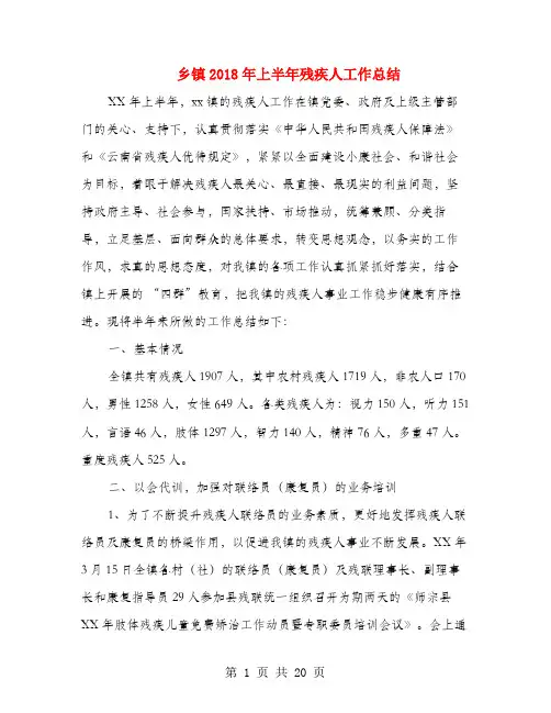 乡镇2018年上半年残疾人工作总结(多篇范文)