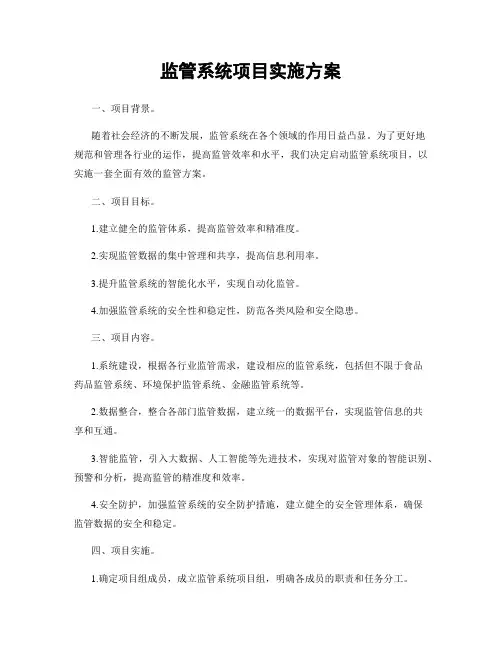 监管系统项目实施方案