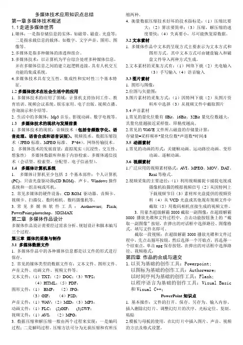 多媒体技术应用知识点总结
