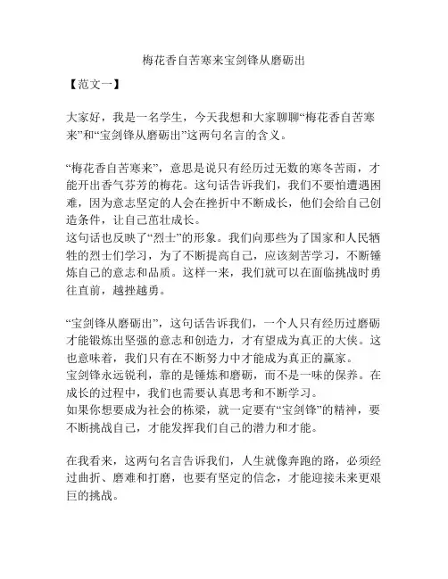 梅花香自苦寒来宝剑锋从磨砺出