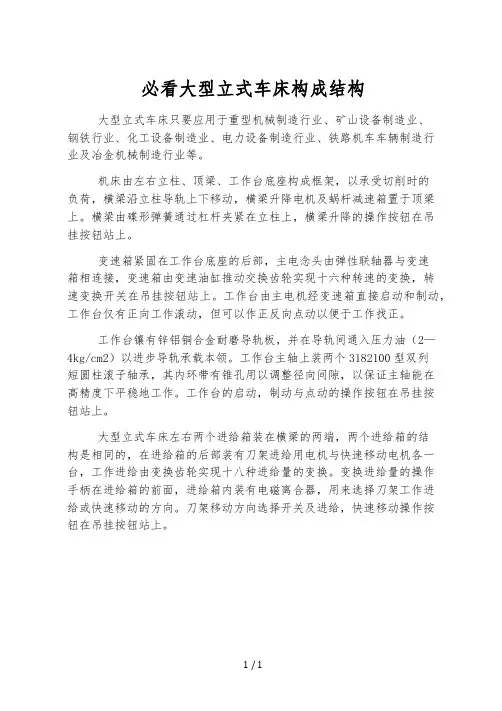 必看大型立式车床组成结构