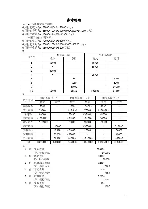 2011年会计基础综合题(答案)