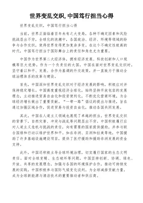世界变乱交织,中国笃行担当心得