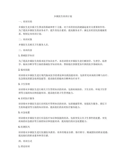 乡镇医生培训计划