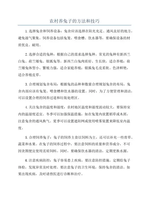 农村养兔子的方法和技巧