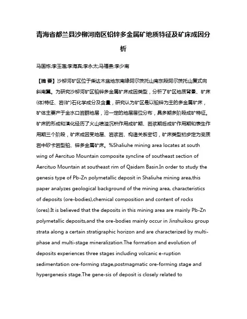 青海省都兰县沙柳河南区铅锌多金属矿地质特征及矿床成因分析