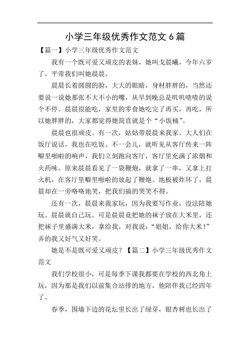 小学三年级优秀作文范文6篇