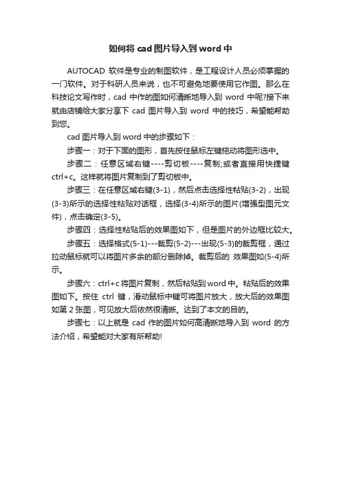 如何将cad图片导入到word中