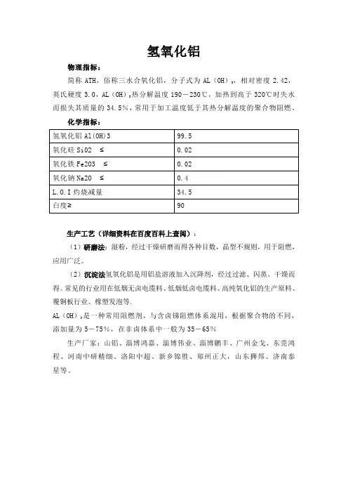 氢氧化铝、硼酸锌产品知识