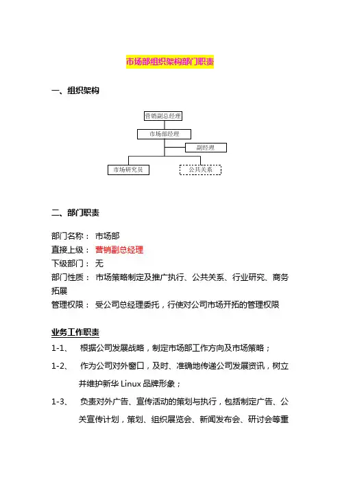 市场部组织架构部门职责