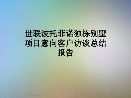 世联波托菲诺独栋别墅项目意向客户访谈总结报告