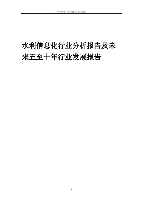 2023年水利信息化行业分析报告及未来五至十年行业发展报告