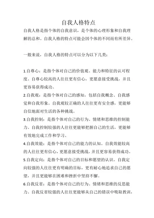 自我人格特点