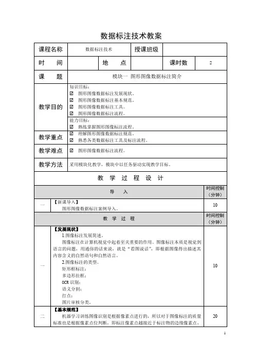 数据标注 项目三  图形图像数据标注教案