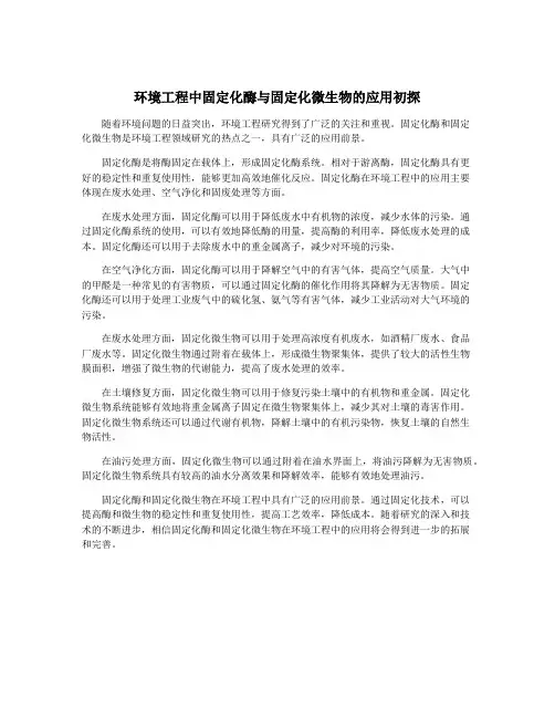 环境工程中固定化酶与固定化微生物的应用初探