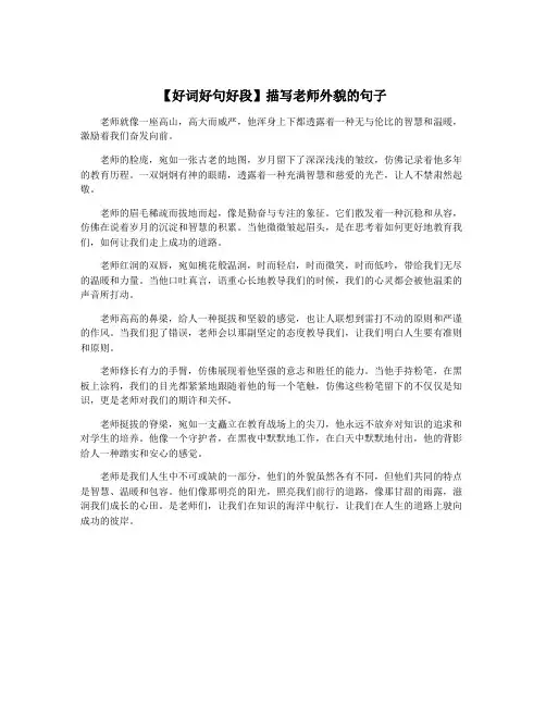 【好词好句好段】描写老师外貌的句子