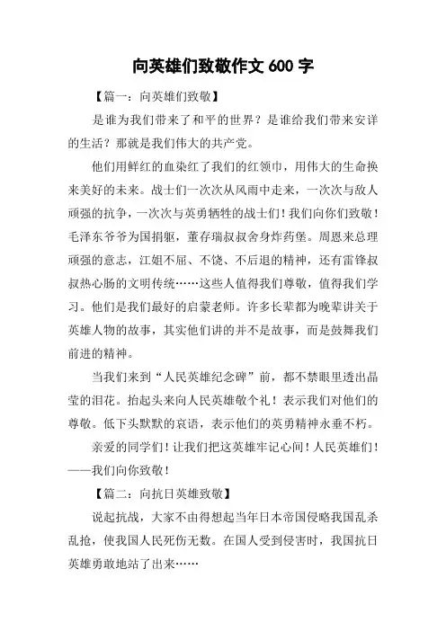 向英雄们致敬作文600字