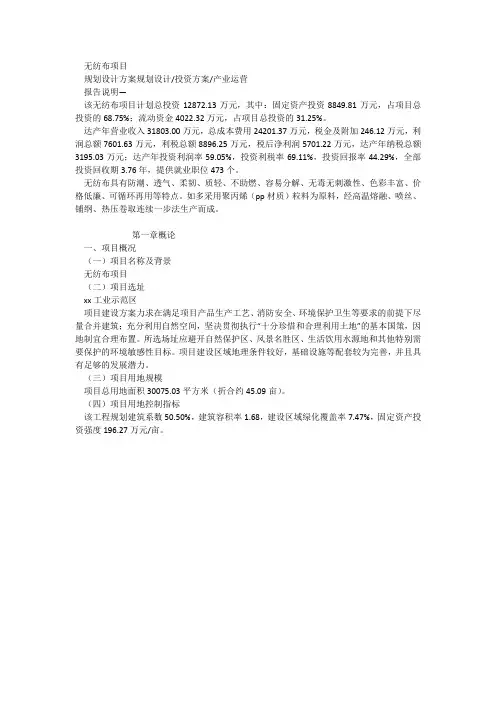 无纺布项目规划设计方案