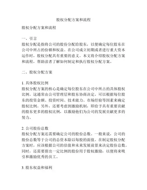 股权分配方案和流程
