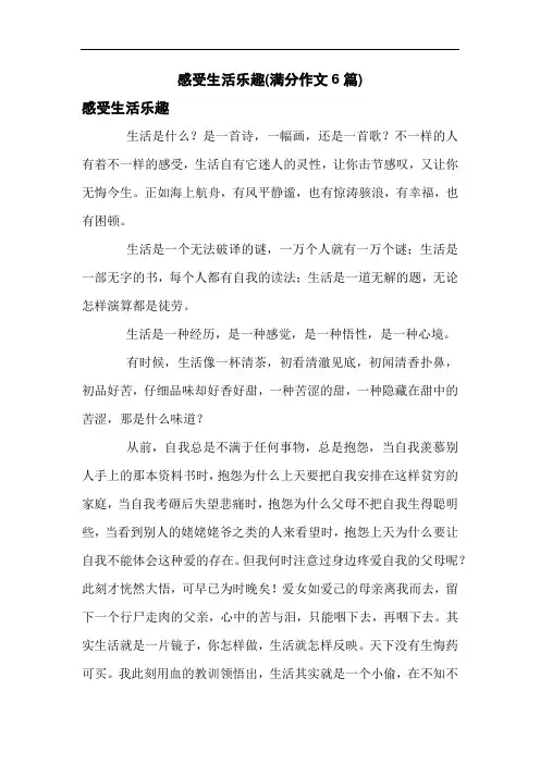 感受生活乐趣(满分作文6篇)