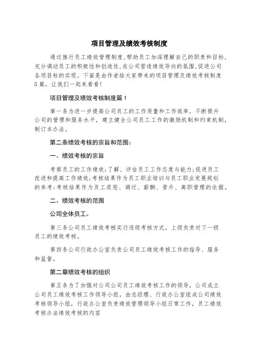 项目管理及绩效考核制度
