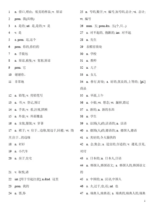 新概念英语第一册单词测试