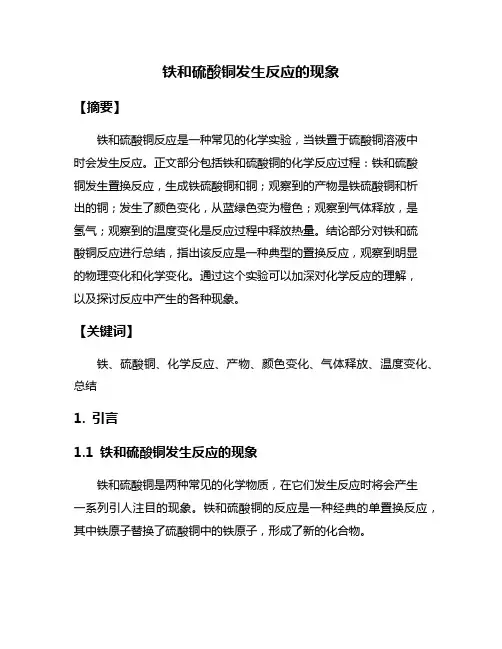 铁和硫酸铜发生反应的现象