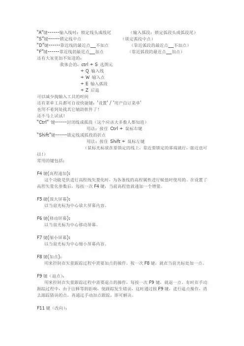 MapGIS快捷键大全
