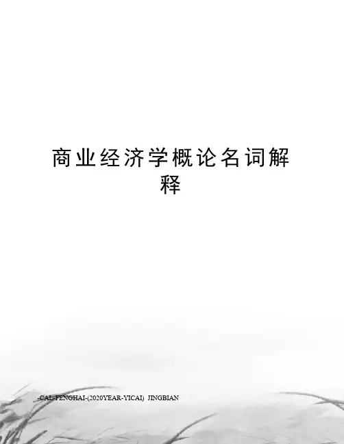 商业经济学概论名词解释