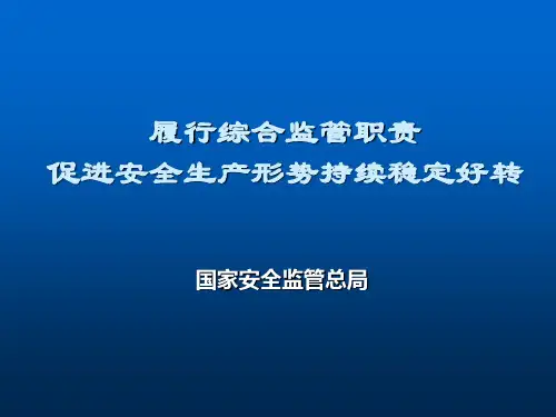 安全生产综合监管职责(安监总局讲座)
