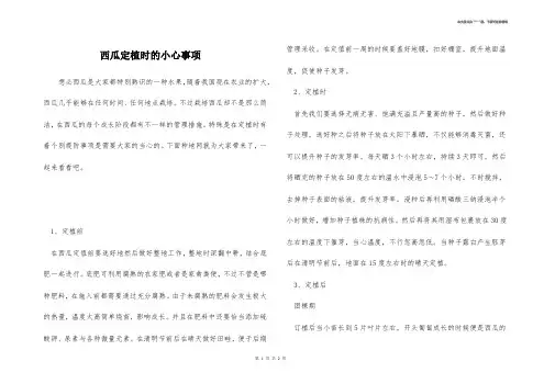 西瓜定植时的小心事项 