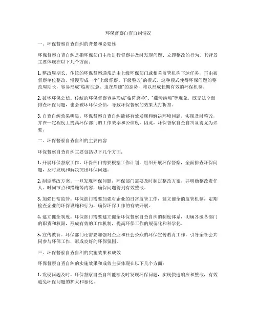 环保督察自查自纠情况