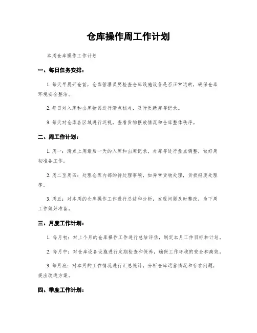 仓库操作周工作计划