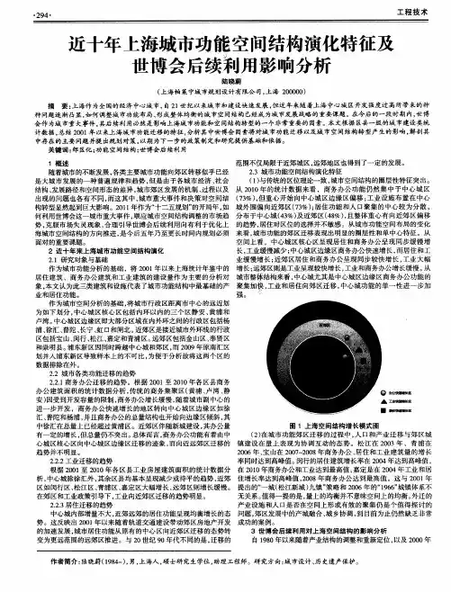 近十年上海城市功能空间结构演化特征及世博会后续利用影响分析