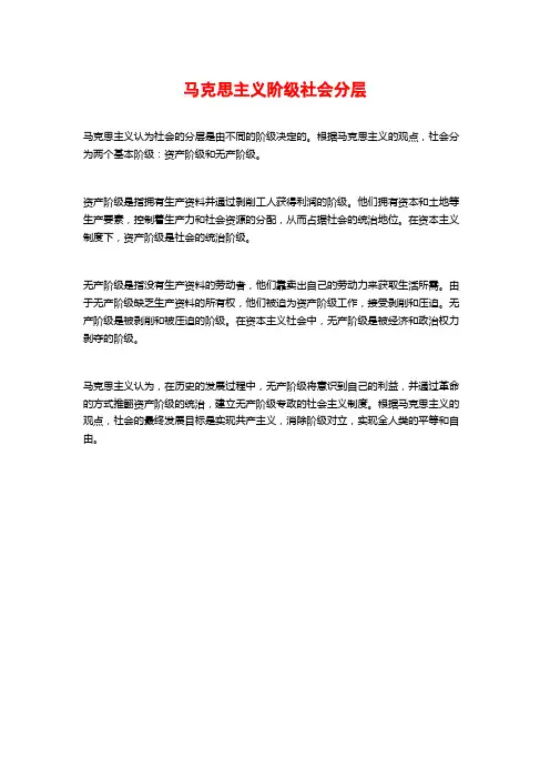 马克思主义阶级社会分层