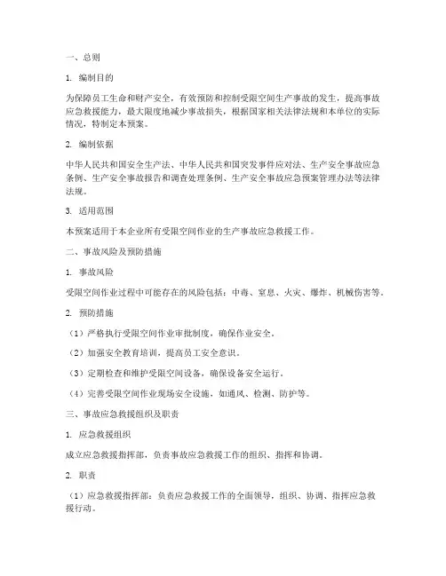 受限空间生产事故应急预案
