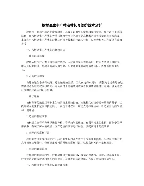 桉树速生丰产林造林抚育管护技术分析