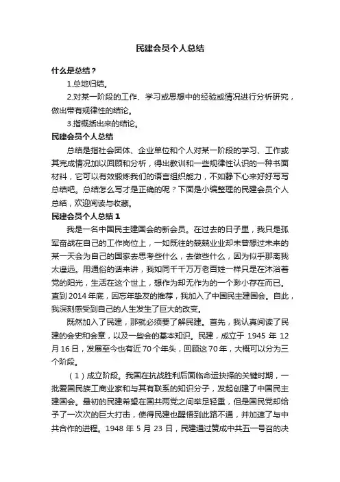 民建会员个人总结